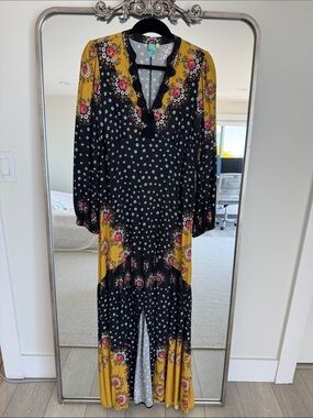 FARM Rio Black & Mustard Floral Maxi Jumpsuit
